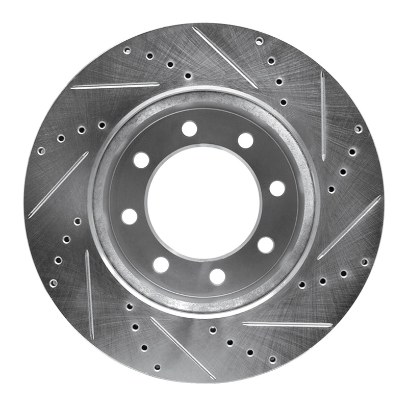 Dodge Ram 3500 Brake Rotor (1) - Front Left - R1 Concepts - Drilled & Slotted - Silver - `09-`25